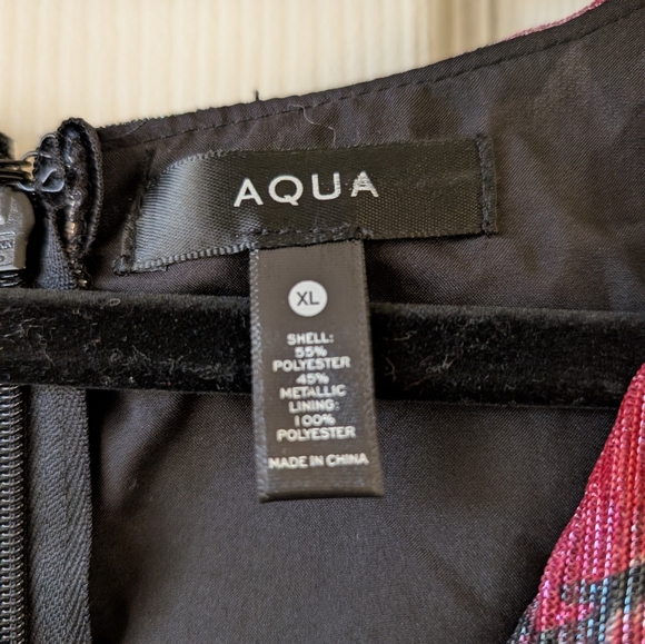 Aqua Pink and Black Long Sleeve Metallic Floral Dress Size XL Women - Picture 4 of 5